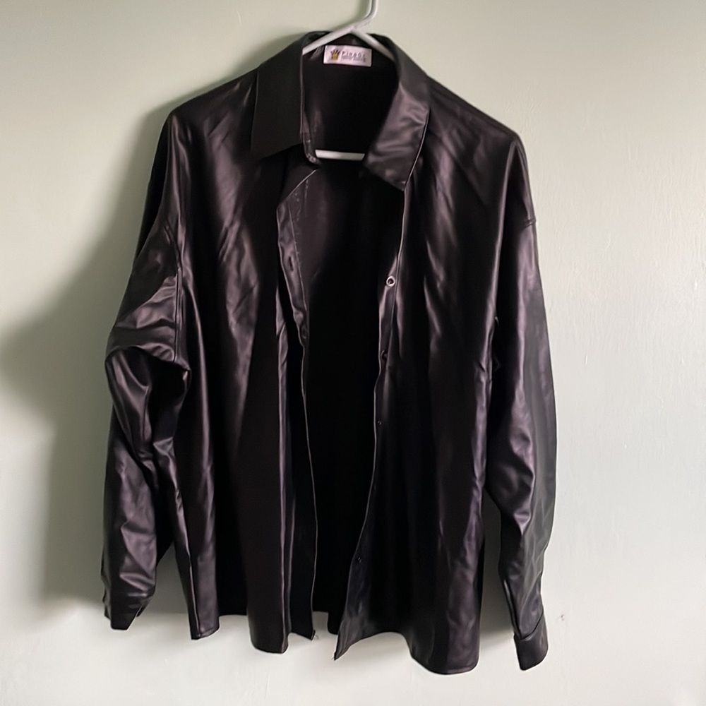 Oversized Faux Leather Shacket